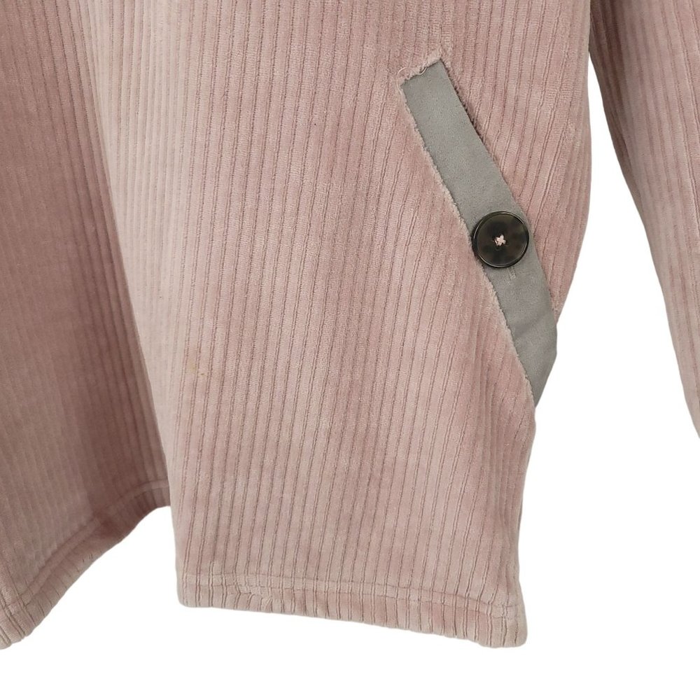 Simply Southern Velour Corduroy Pink Mauve Pullover Top Womens M Long Sleeve - Picture 14 of 16